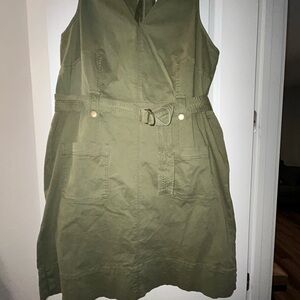 Anthropologie Maeve Oona Olive Green Belted Sleeveless Dress